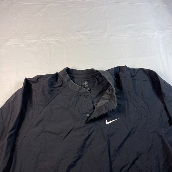 Nike Black Windbreaker Pullover Men’s L Quarter Snap Nylon Sweatshirt Zip Pocket - Picture 7 of 12